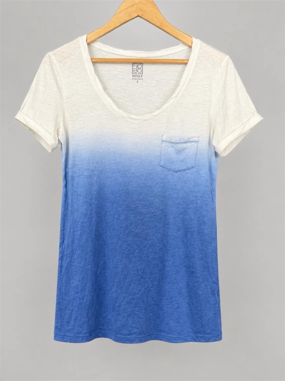 Nollie White to Blue Ombre Scoop Neck Tee - M